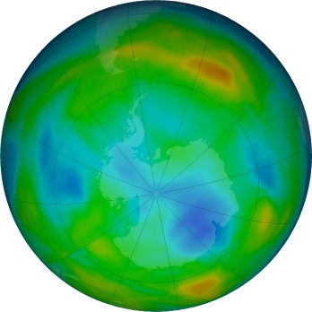 Antarctic ozone map for 2024-07-01